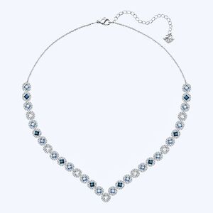 Swarovski Angelic Square Blue Crystal Necklace Rhodium Plated